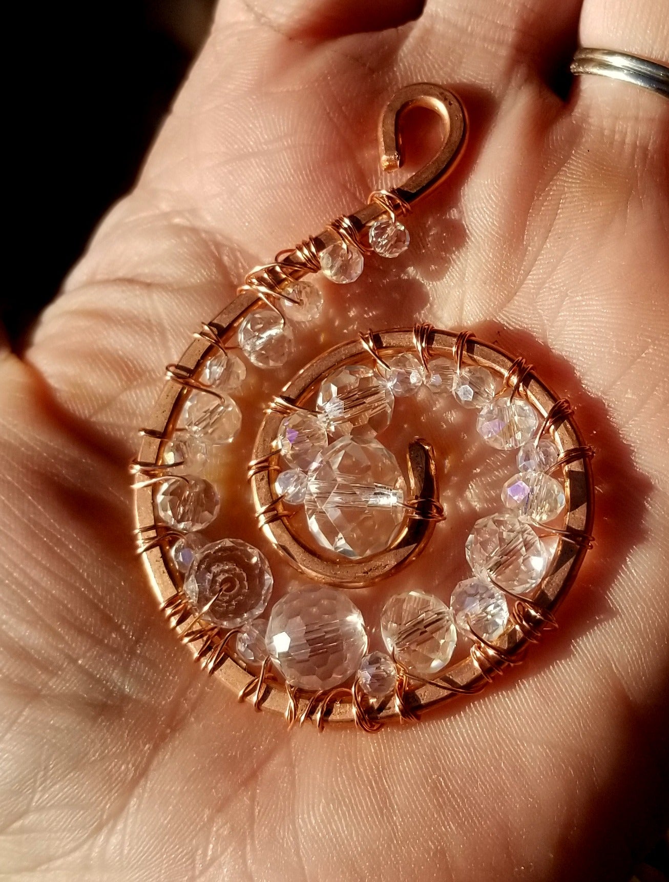Copper and Crystal Small Spiral