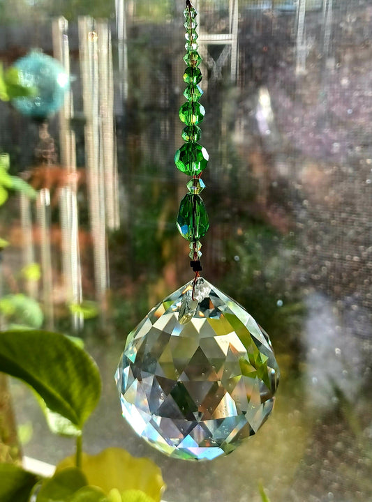 Beaded Prism Suncatcher in Greens-Small