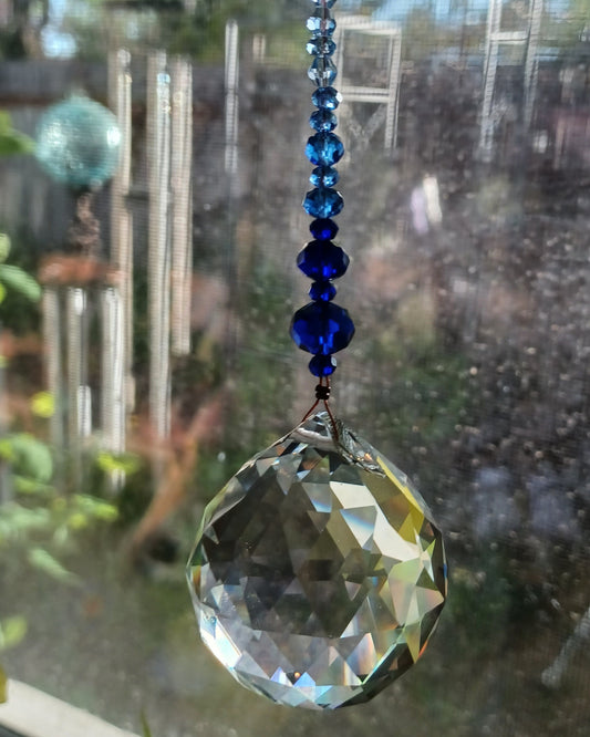 Beaded Prism Suncatcher in Blue-Small