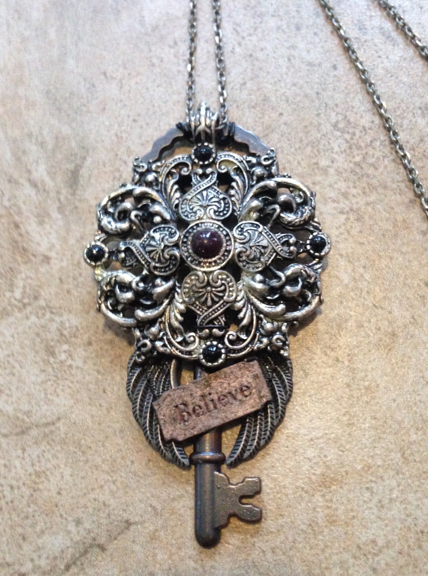 Necklace- Antique silver Believe