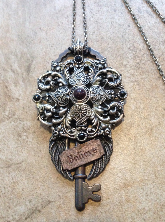 Necklace- Antique silver Believe
