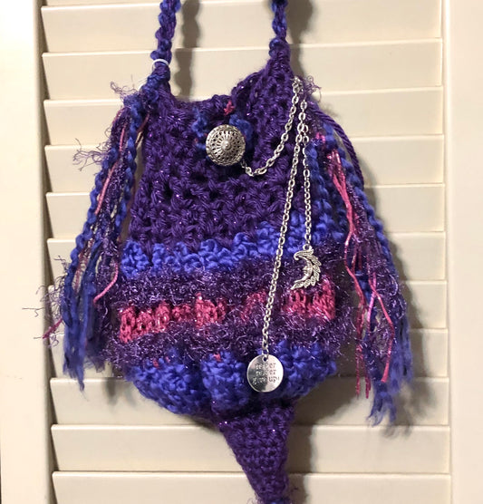 Boho Pixie Bag -purple and pink never give up