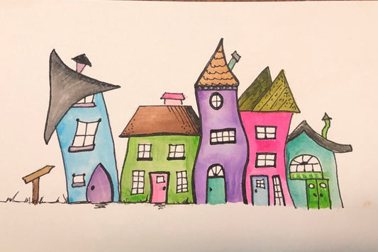 Whimsical Watercolors- Row Houses
